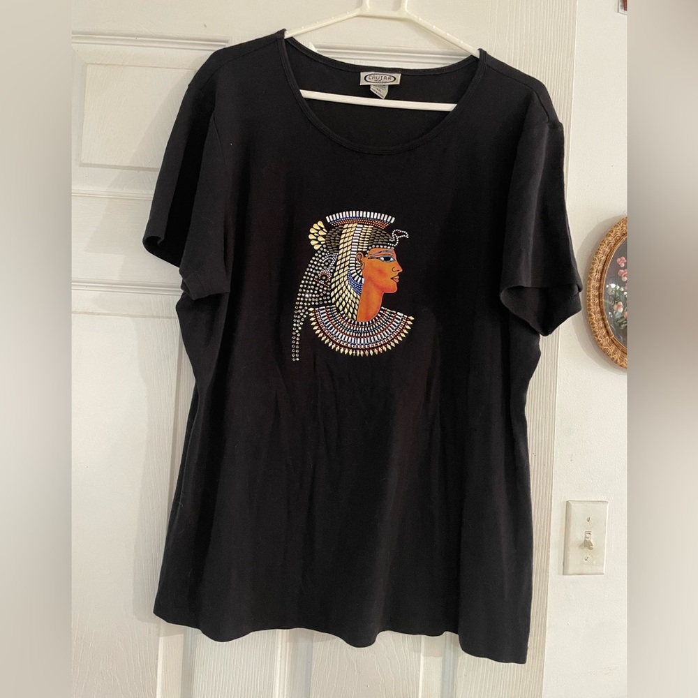 Vintage Caviar Girl Rhinestoned Cleopatra T-Shirt